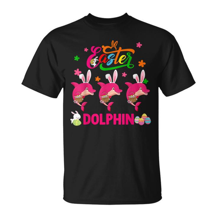 Easter Dolphin Three Cute Bunny Dolphins Hunting Eggs Basket  Unisex T-Shirt