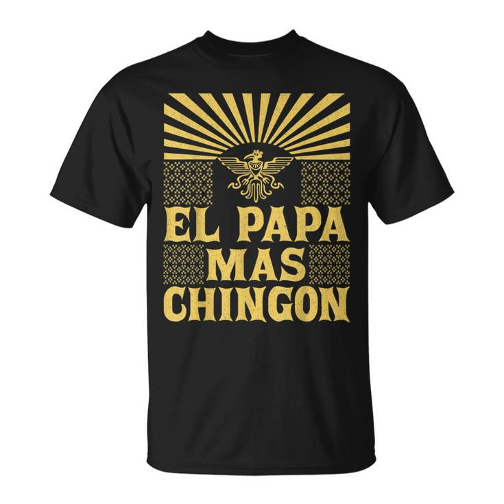 Mens El Papa Mas Chingon Mexican Dad Cinco De Mayo Aztec Eagle T-Shirt