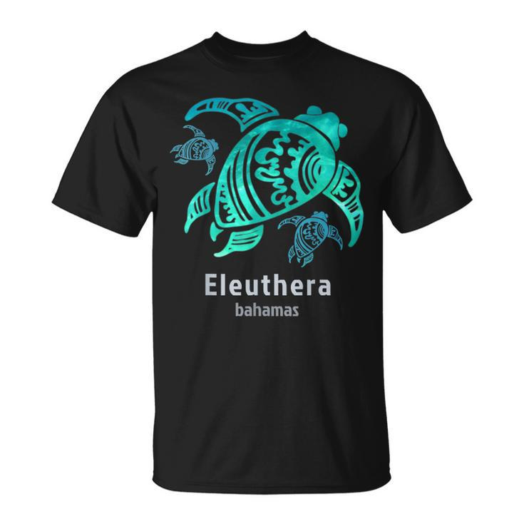 Eleuthera Bahamas Sea Blue Tribal Turtle T-shirt