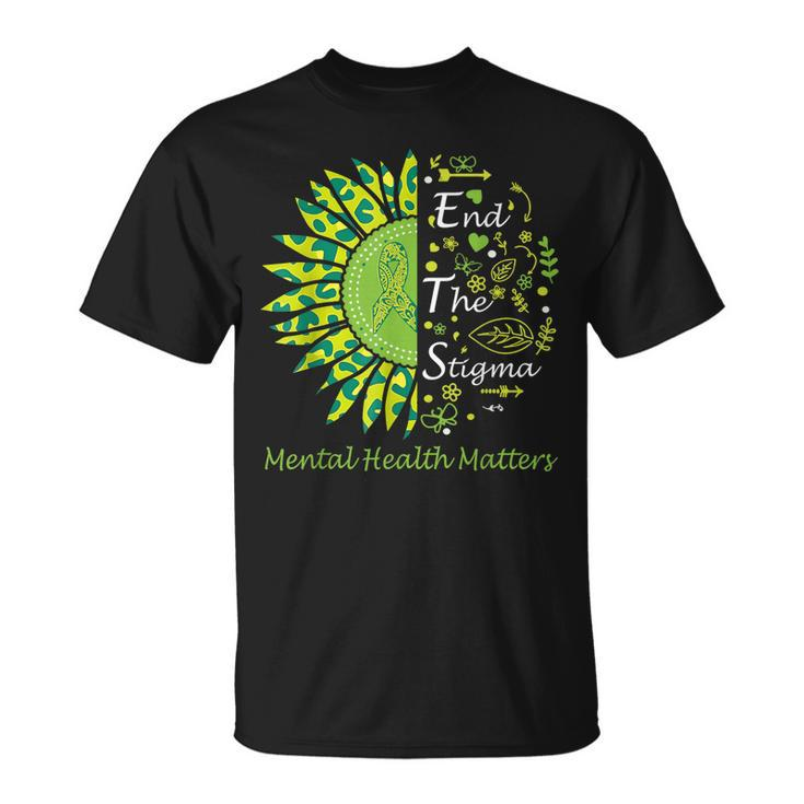 End The Stigma Mental Health Matters Ribbon Awareness Gifts  Unisex T-Shirt