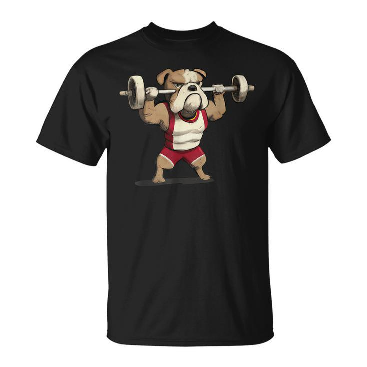 English Bulldog Weightlifting Graphic Animal Fitness Gym Fun Unisex T-Shirt