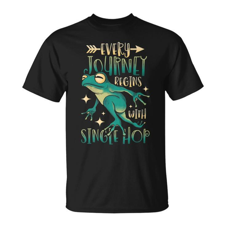 Every Journey Begins With Single Hop Animal Frog   Unisex T-Shirt