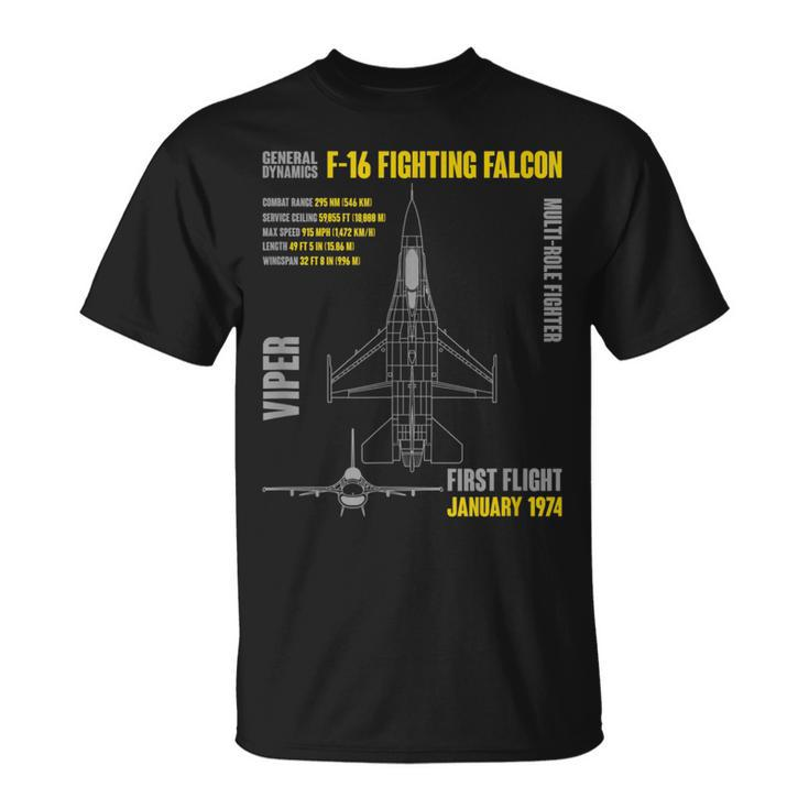 F-16 Fighting Falcon Military Aircraft Veterans Day Xmas T-Shirt