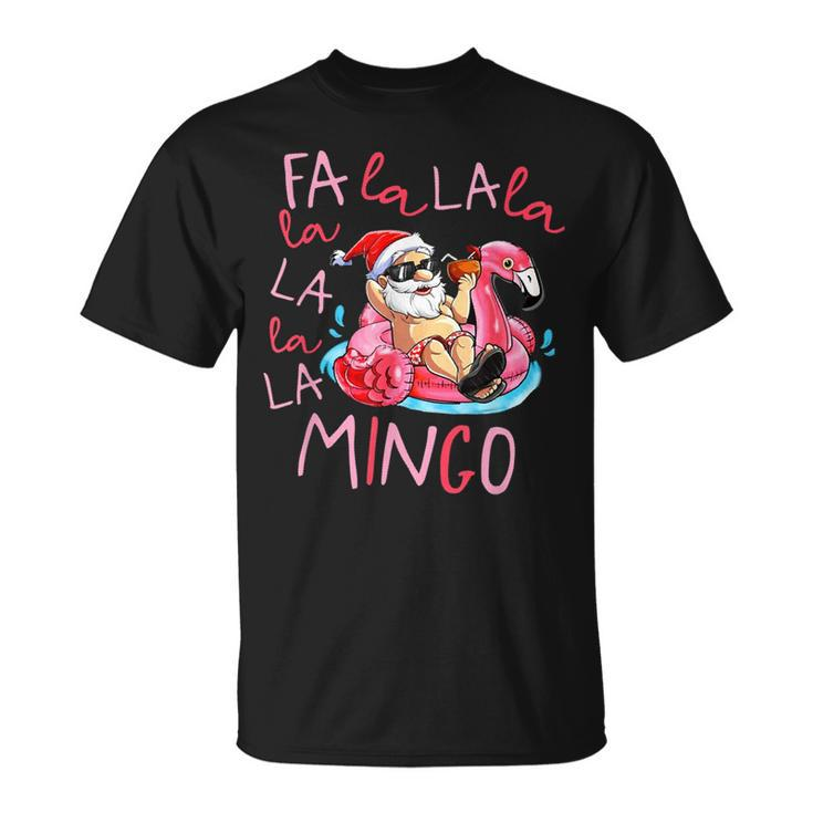 Fa La La Mingo Santa Flamingo Float Tropical Christmas T-shirt