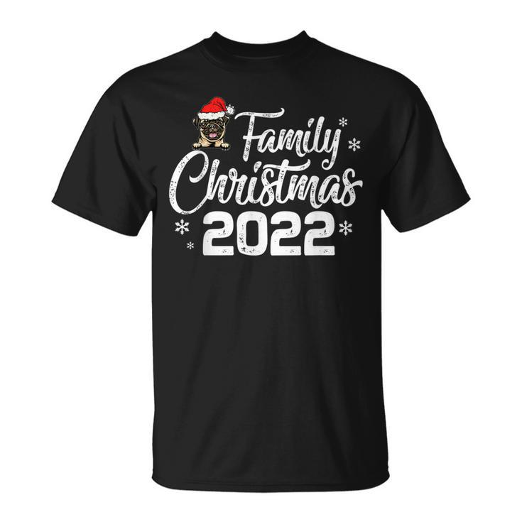 Family Christmas 2022 For Pug Dog Lover Santa Hat Xmas T-shirt