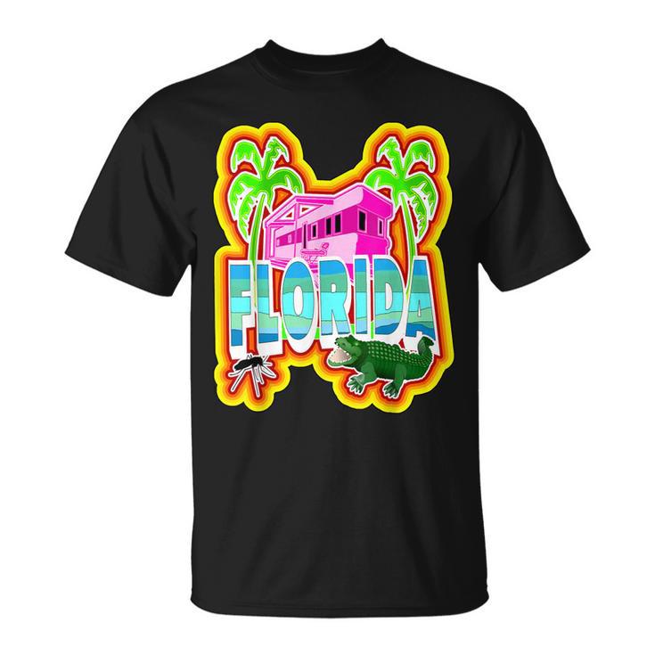 Farbenfroher Redneck Florida Alligator T-Shirt, Lustiges Käfer-Design