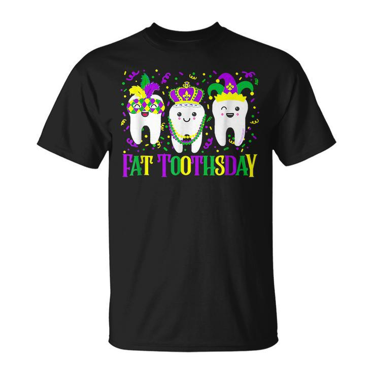 Fat Toothsday Mardi Gras Mask Beads Carnival Dentist T-Shirt