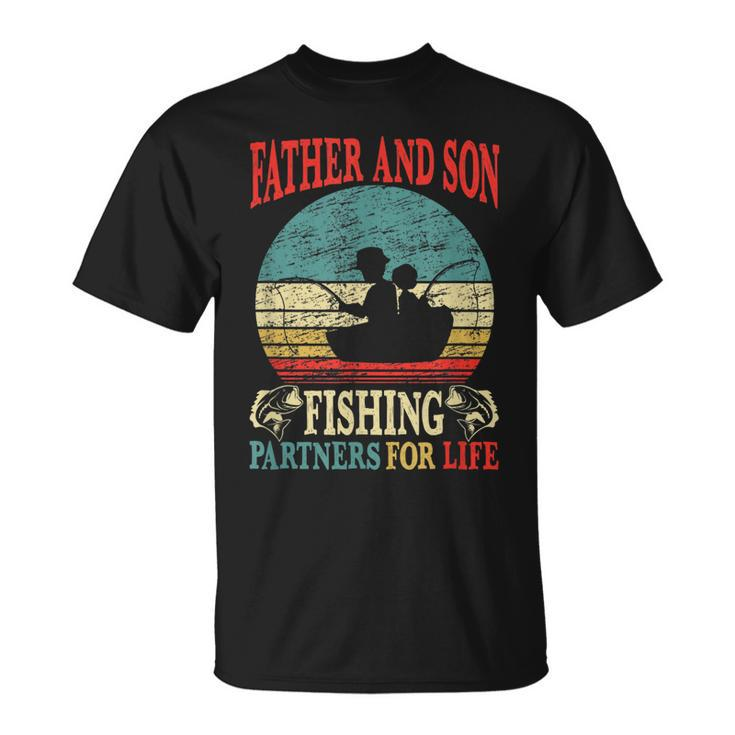 Father Son Fishing Partners For Life Vintage Dad Matching T-Shirt