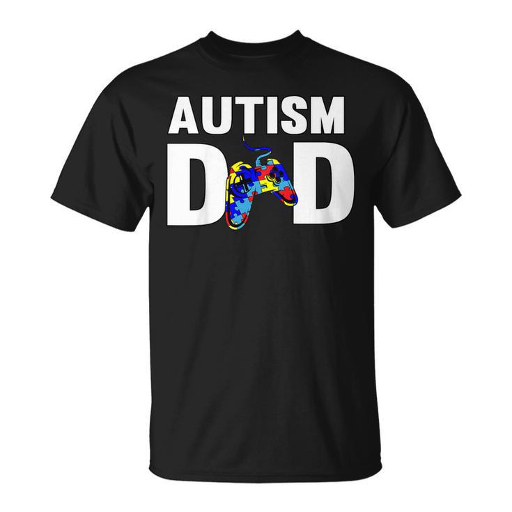 Fathers Day Gamer Autism Awareness Papa Dad T Shirt For Men Unisex T-Shirt