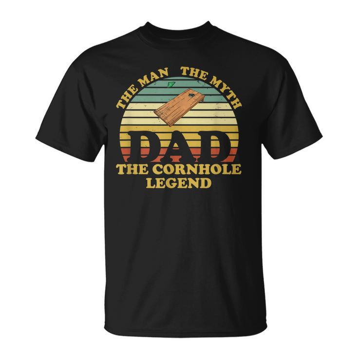 Mens Fathers Day Vintage Dad Man Myth Cornhole Legend V2 T-Shirt