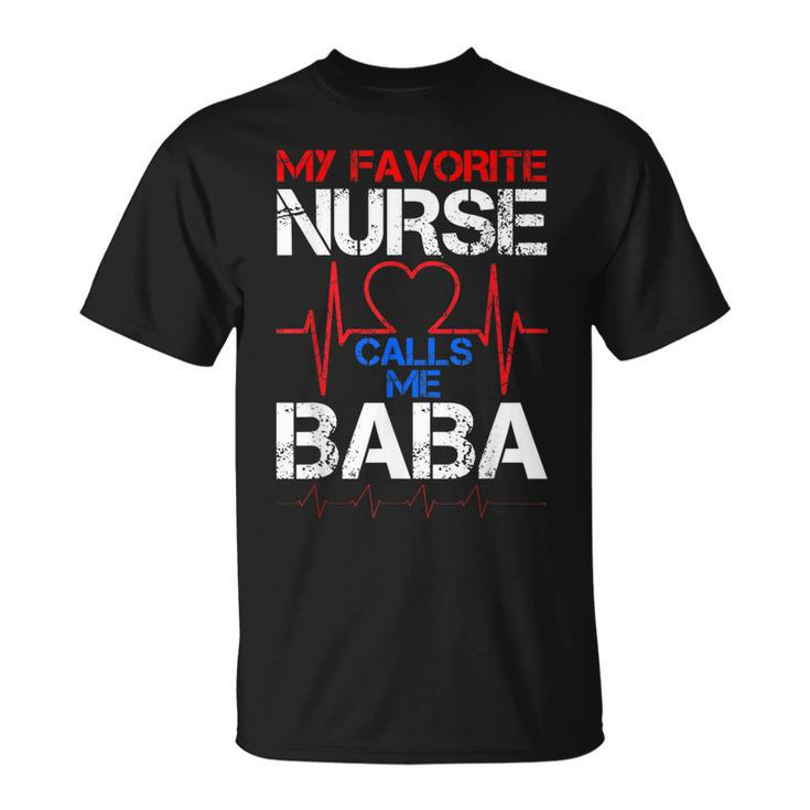 Mens My Favorite Nurse Calls Me Baba Cool Vintage Nurse Dad T-Shirt