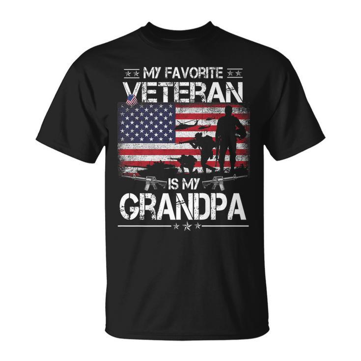 My Favorite Veteran Is My Grandpa Flag Father Veterans Day T-Shirt