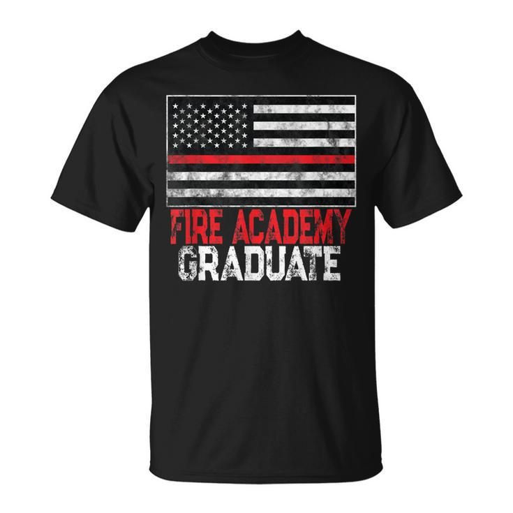 Fire Academy Graduate Firefighter Us Red Line Flag T-Shirt