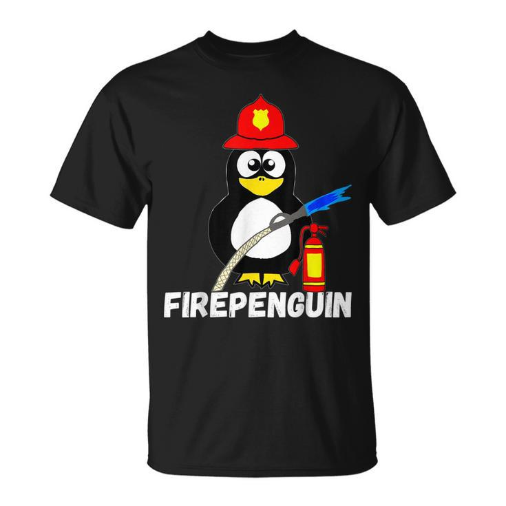 Fire Fighter Penguin Fireman Water Bird Firefighter T-Shirt
