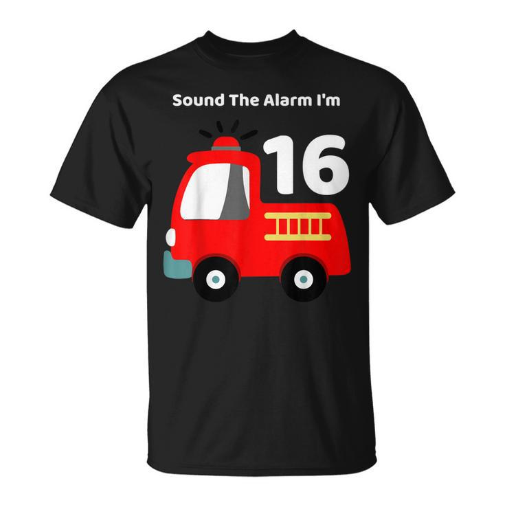 Fire Fighter Truck 16 Year Old Birthday 16Th Bday T-Shirt