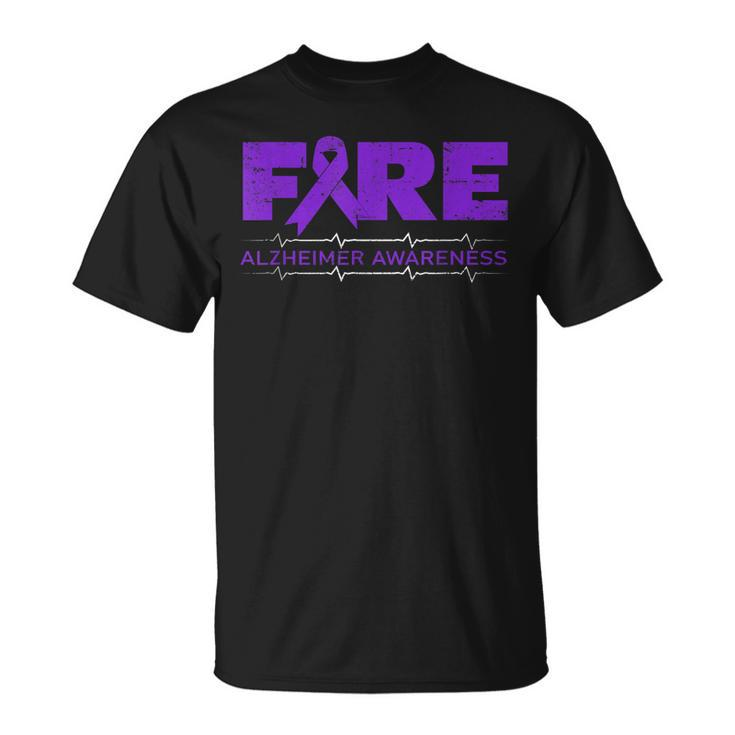 Fire Fighters Wear Purple Alzheimer Awareness T-Shirt