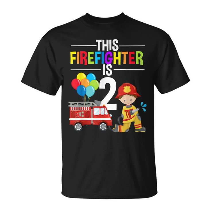 This Firefighter Is 2 2Nd Birthday Fire Truck Fireman Boys T-Shirt
