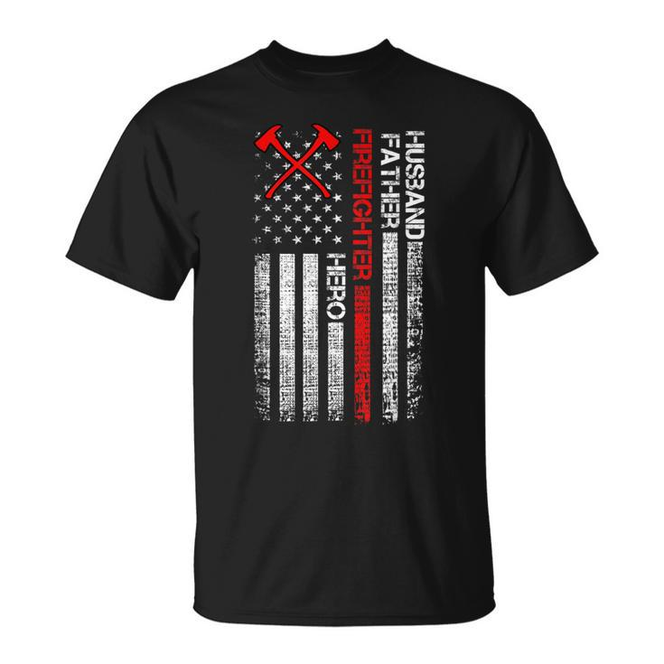 Firefighter American Flag Axe Thin Red Line Patriotic T-Shirt