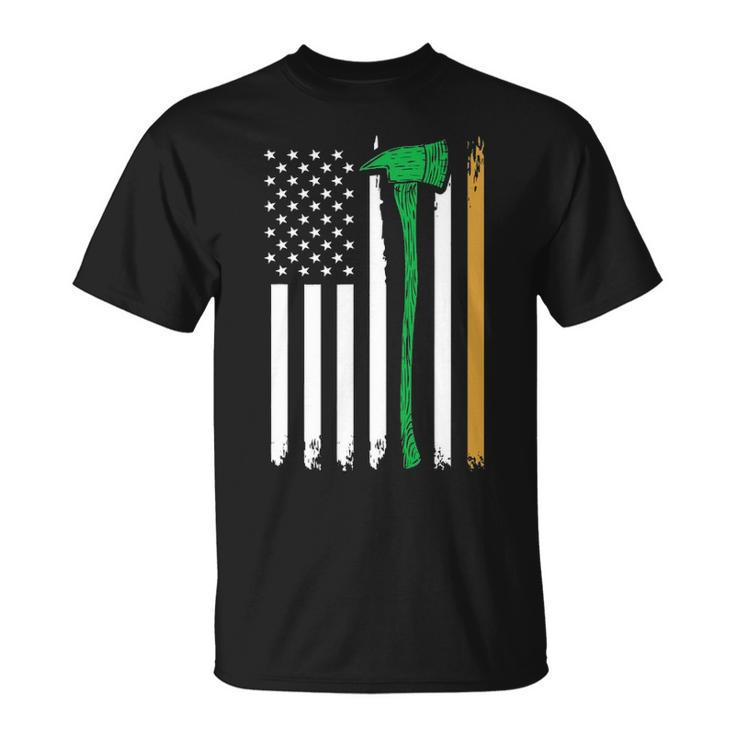 Firefighter American Flag Irish Ireland Fireman Gifts Unisex T-Shirt