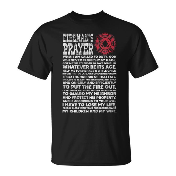 Firemans Prayer Firefighter Fire Dept Rescue Team Grunge T-Shirt