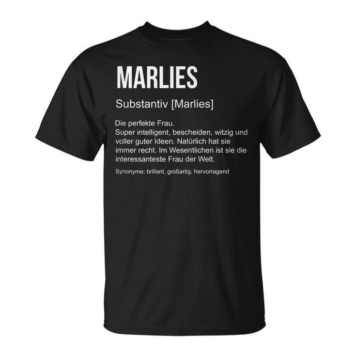 First Name Definition Funny Name Gift Marlies Unisex T-Shirt