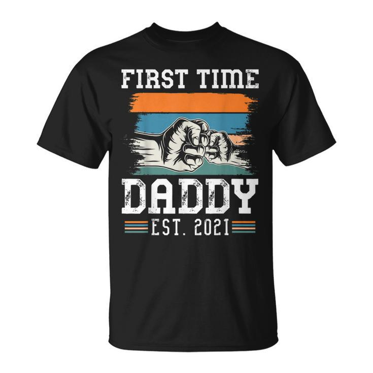 First Time Dad Est 2021 New Dad Retro Vintage Colors T-Shirt