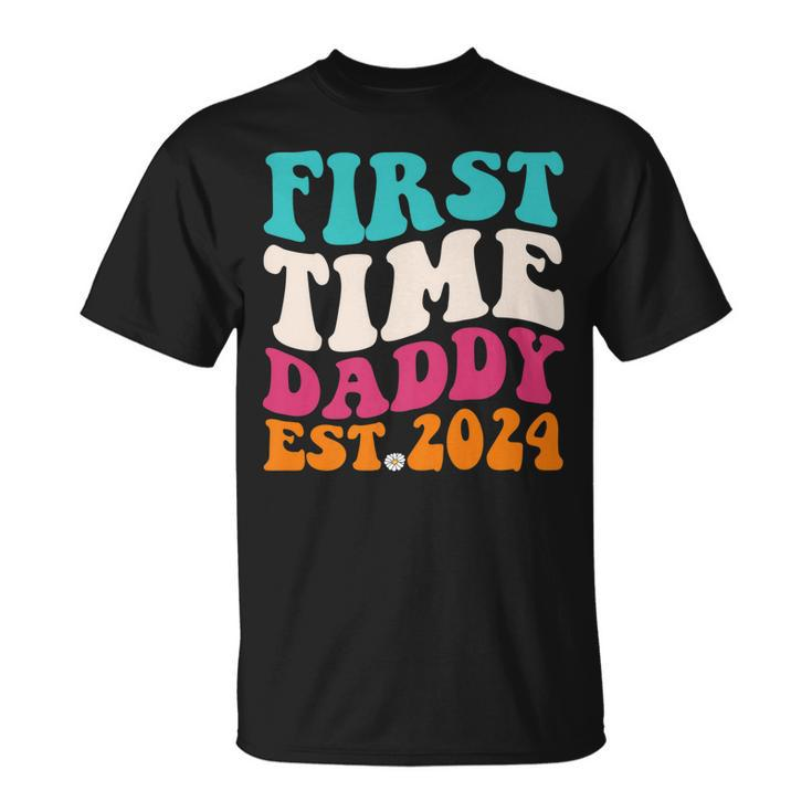 First Time Daddy New Dad Est 2024 Fathers Day Dad Baby T-shirt