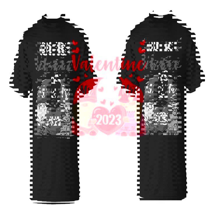 Our First Valentine As Mr And Mrs 2023 Hearts Valentines Day T-Shirt