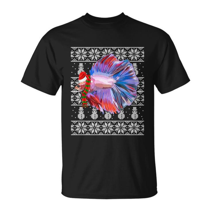 Fish Xmas Santa Hat Betta Fish Ugly Christmas Gift Unisex T-Shirt