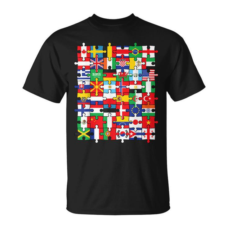 Flags Of Countries Of The World International Flag Puzzle  Unisex T-Shirt