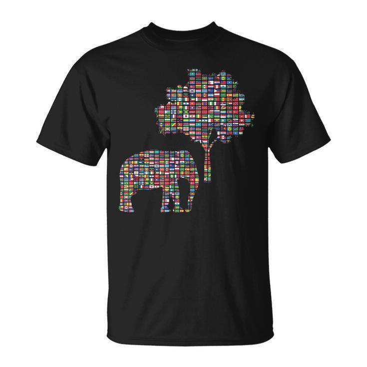Flags Of The Countries Of The World International Elephant  Unisex T-Shirt