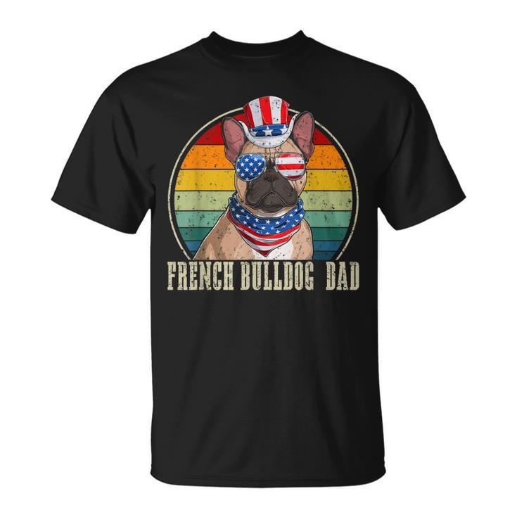 French Bulldog Dad Retro Sunglasses 4Th Of July Fathers Day Unisex T-Shirt