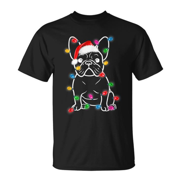 French Bulldog Dog Tree Christmas Lights Xmas Pajama V2T-shirt