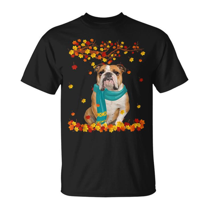 Fun English Bulldog Thanksgiving Autumn Dog Lover T-shirt