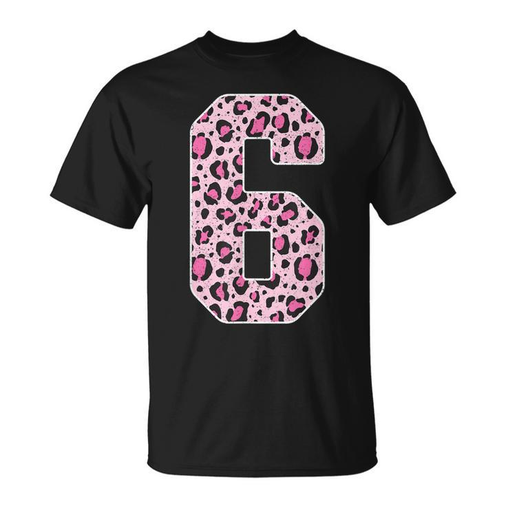 Funny 6 Years Old Gift Retro 6Th Birthday Leopard Print  Unisex T-Shirt