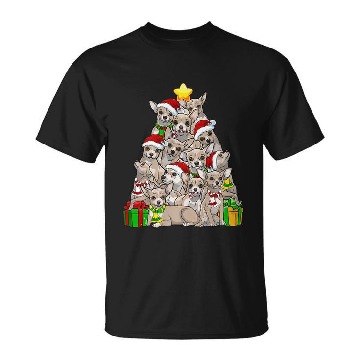 Funny Christmas Chihuahua Pajama Shirt Tree Dog Dad Mom Xmas Unisex T-Shirt