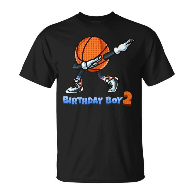 Funny Dabbing Basketball Ball 2Nd Birthday Boy 2 Years Old  Unisex T-Shirt