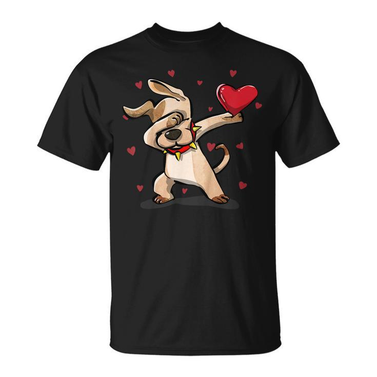 Funny Dabbing Dog Heart Valentines Day Gift Boys Girls Kids  Unisex T-Shirt