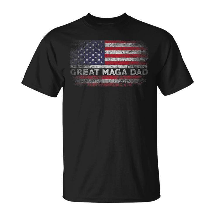 Funny Donald Trump Fathers Day Great Maga Dad Usa Flag Unisex T-Shirt