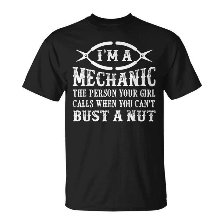 Funny Mechanic Bust A Nut Mens Unisex T-Shirt