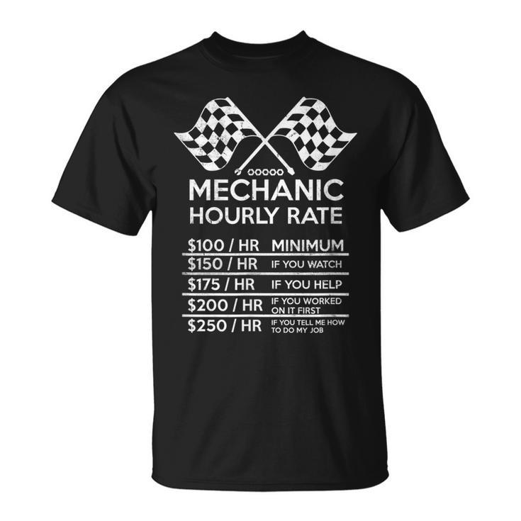 Funny Mechanic Hourly Rate Distressed Design Unisex T-Shirt