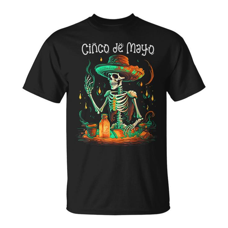 Funny Skeleton Mexican Dia De Los Muertos Cinco De Mayo  Unisex T-Shirt