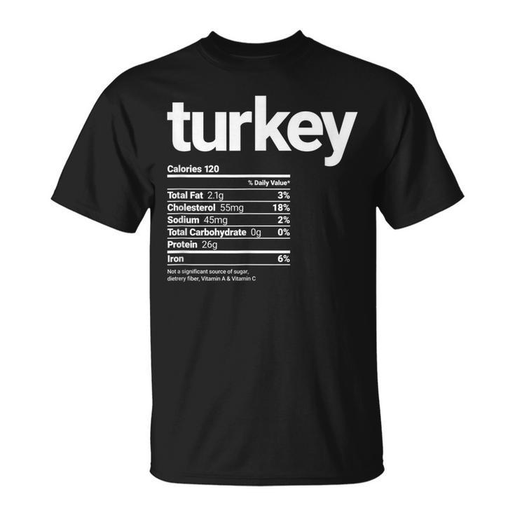Funny Turkey Nutrition Facts Funny Turkey Day Holiday  Unisex T-Shirt