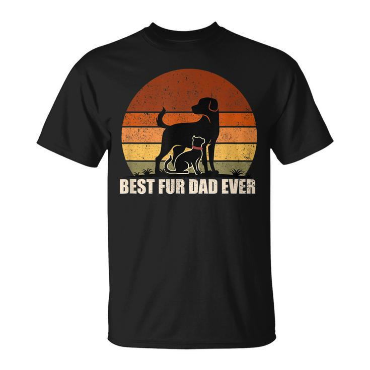 Funny Vintage Retro Best Fur Dad Ever For Dog And Cat Owner Unisex T-Shirt