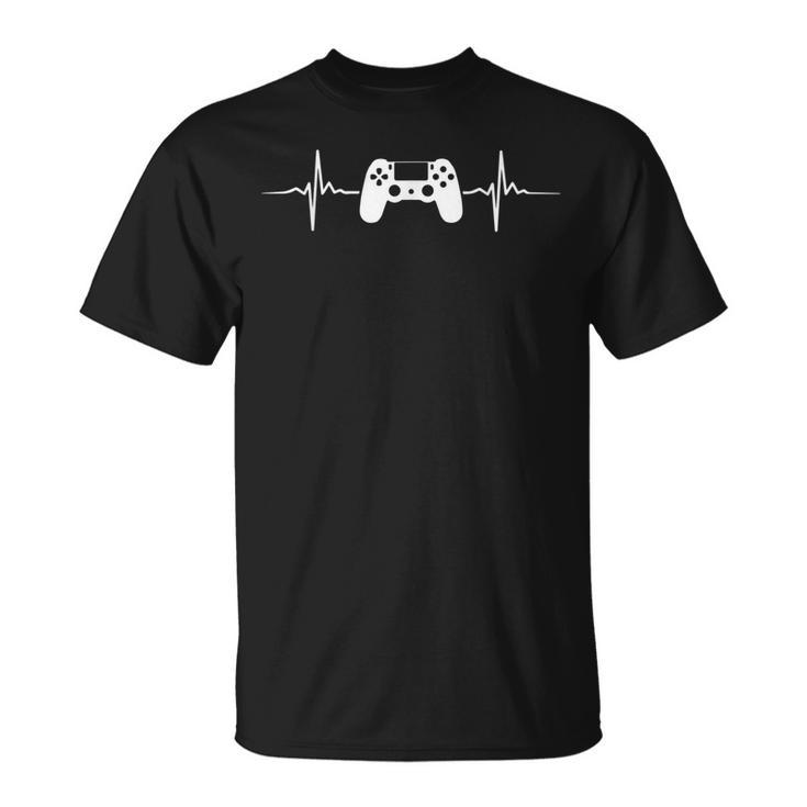 Gaming Zocken Ps Konsole 5 Herzschlag Gamer T-Shirt