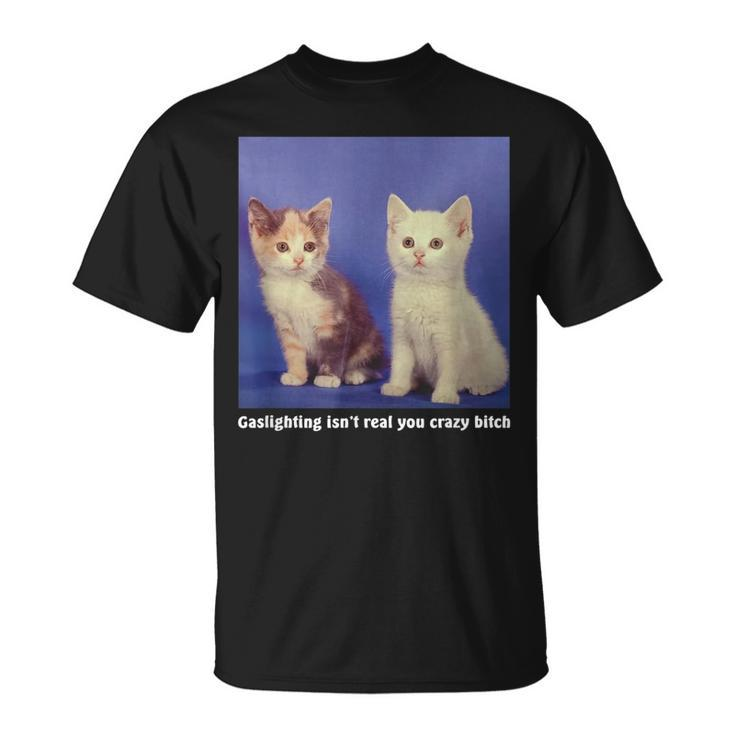 Gaslighting Isnt Real You Crazy BITCH Funny Cat Lover  Unisex T-Shirt