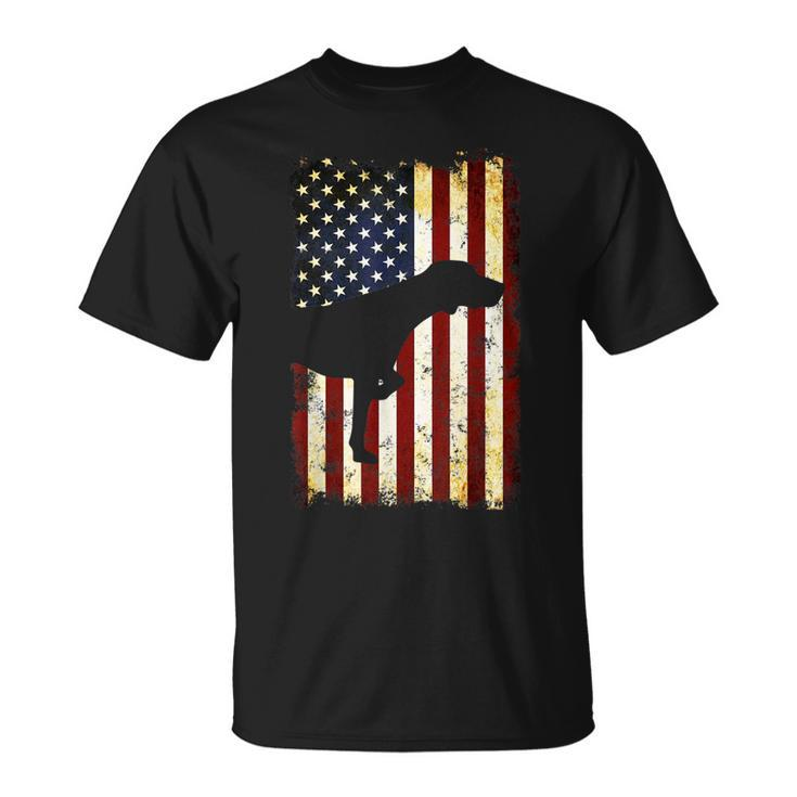 German Shorthaired Pointer Silhouette American Flag  Unisex T-Shirt