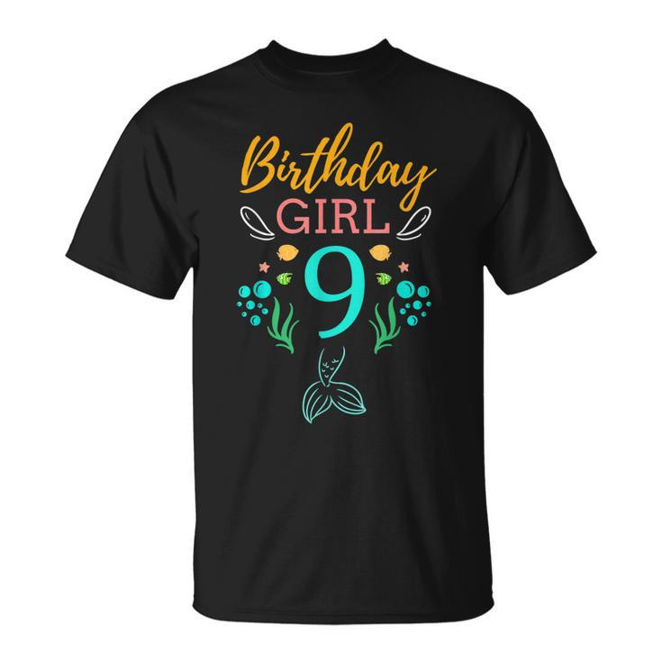 Girls 9Th Birthday This Mermaid Is 9 Years Old Kids  Unisex T-Shirt