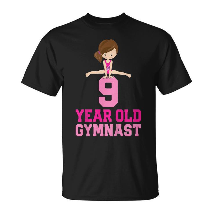 Girls Gymnastics Birthday  Kids 9 Year Old Gymnast Unisex T-Shirt