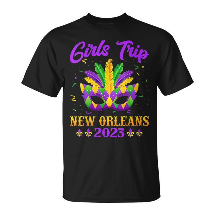 Girls Trip New Orleans 2023 Costume Mardi Gras Mask Beads  Unisex T-Shirt